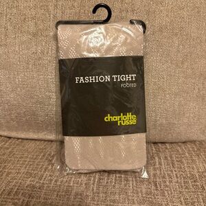 C2 pair of Charlotte Russe Textured Footed Tights in Cream/Mauve NWT Cute